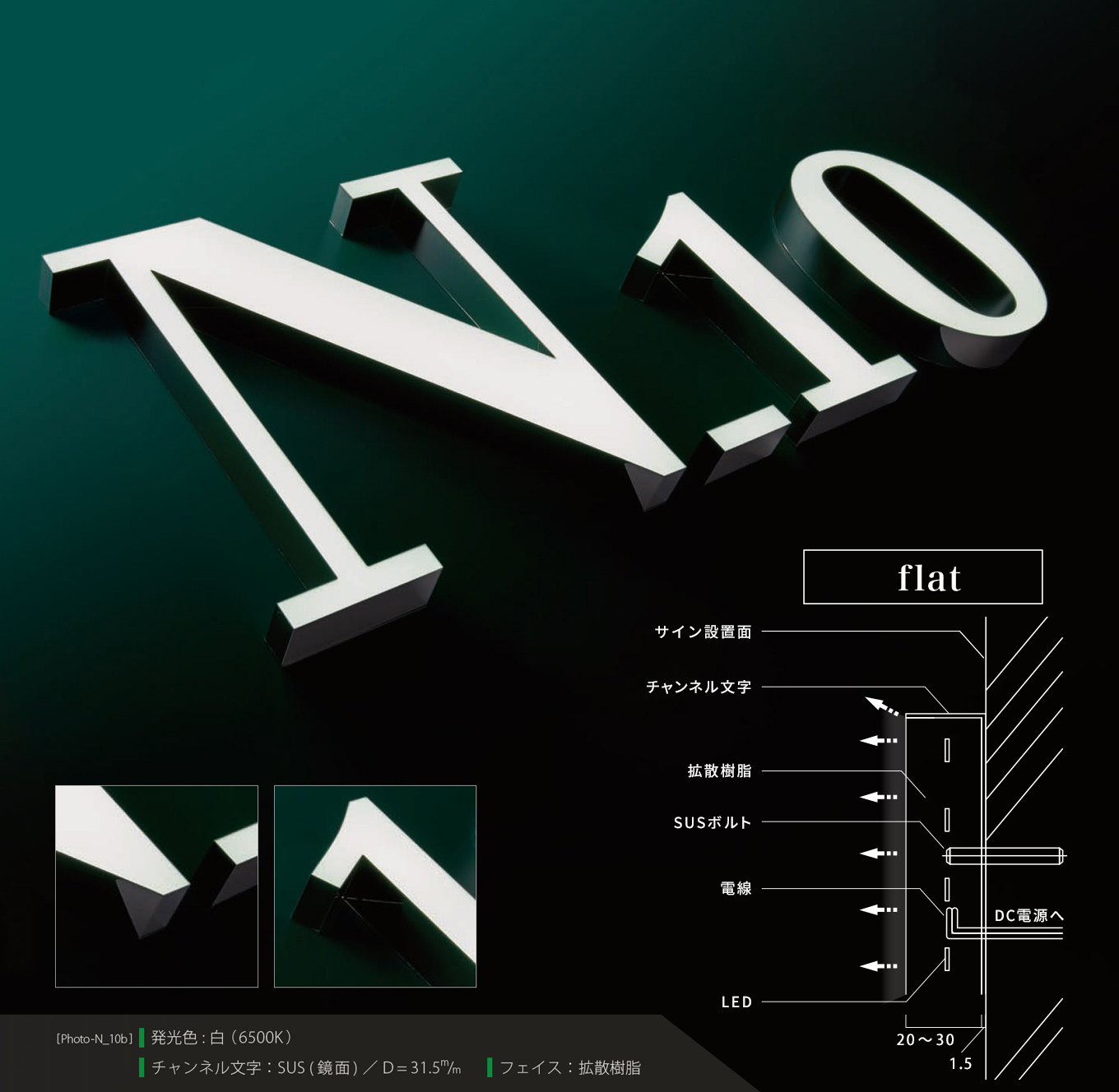 正面発光 チャンネルフレームレス flat